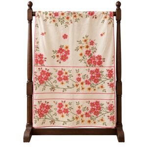 Vintage April Cornell Floral Tablecloth 146"x96" 100% Cotton Pink Yellow Cottage